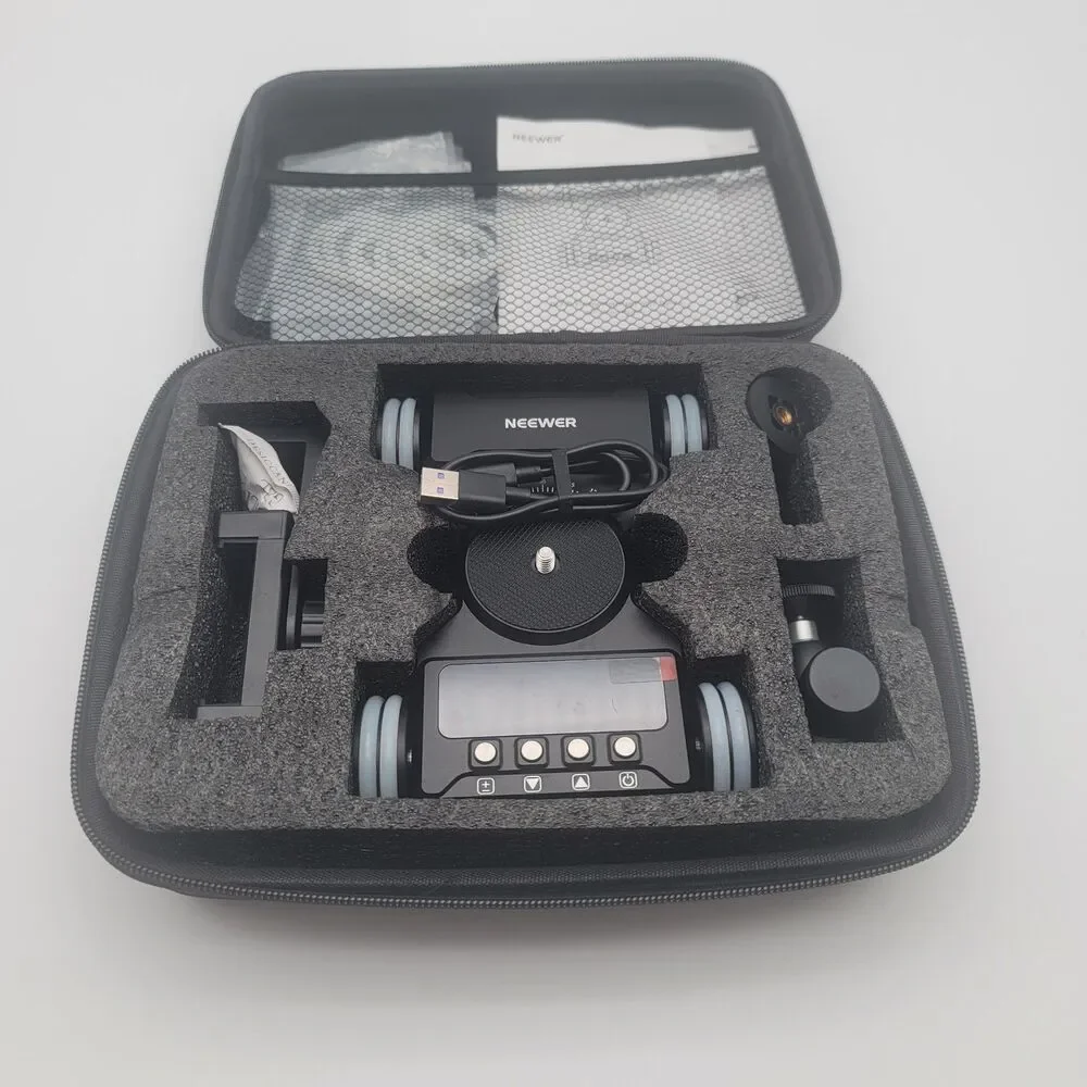 Neewer DL300 Tabletop Electric Motorized Camera Dolly, New In Carrying Case